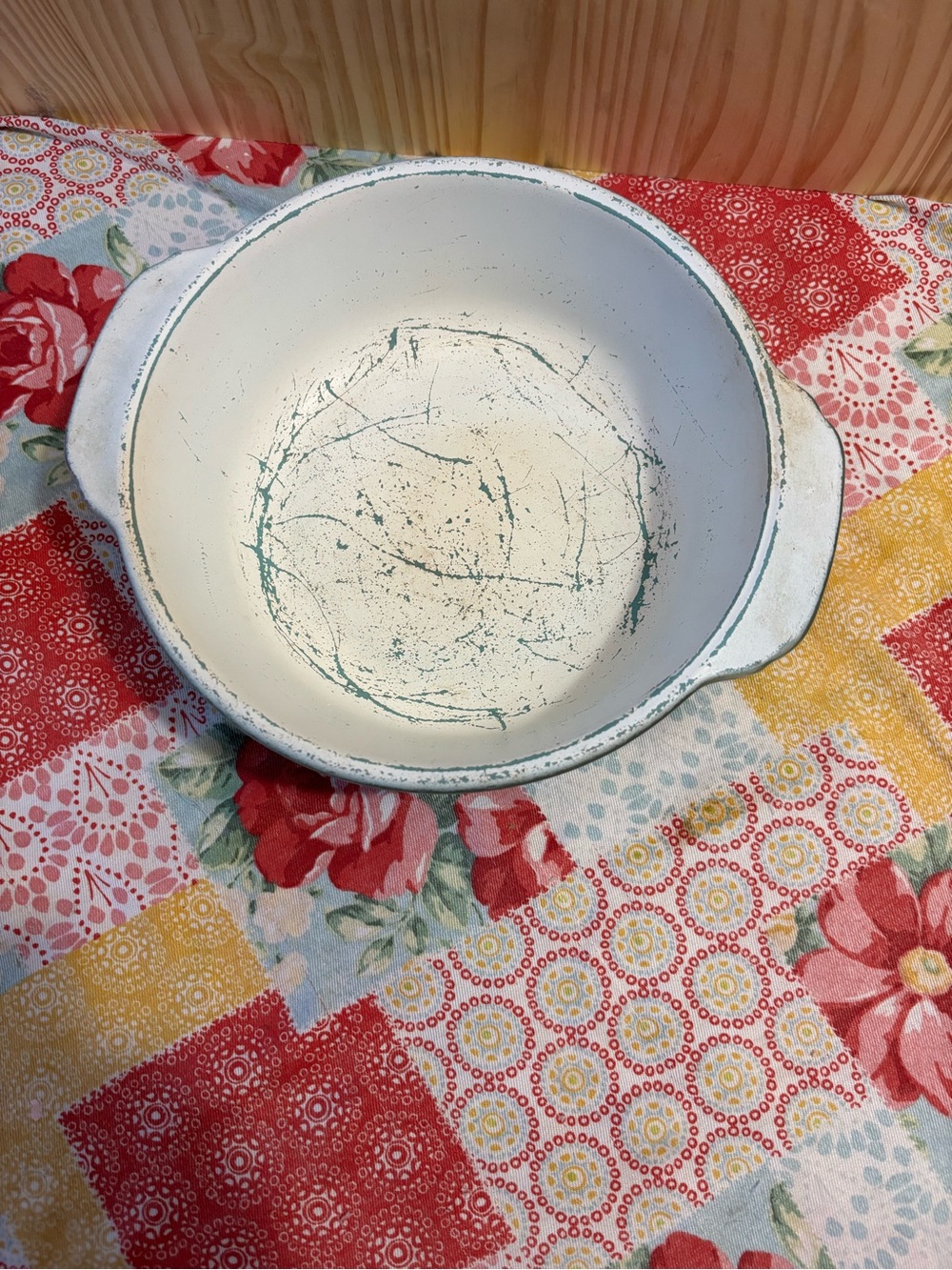 Fire King White Ceramic Serving Bowl with Handles